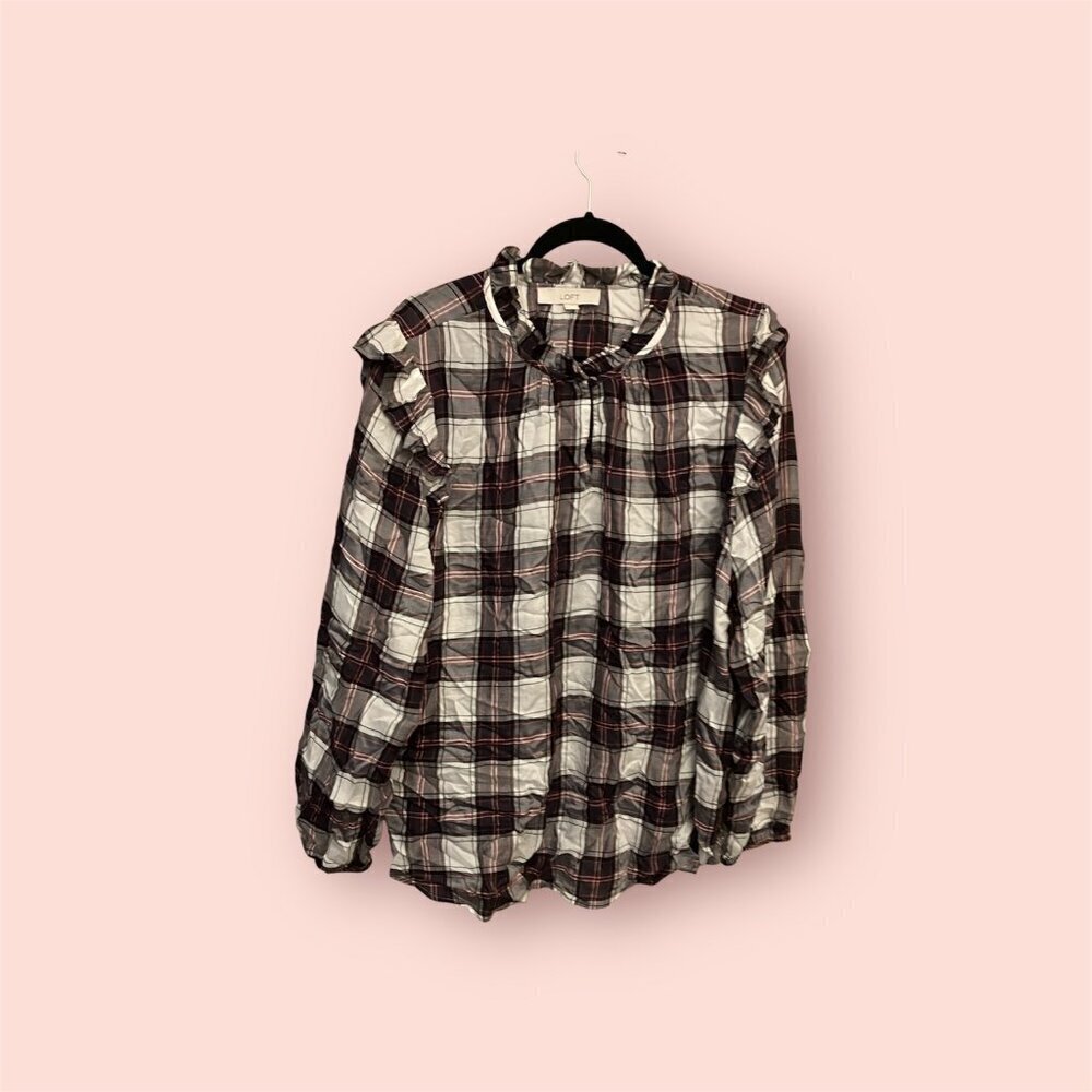 🍦 Plaid Ruffled Blouse